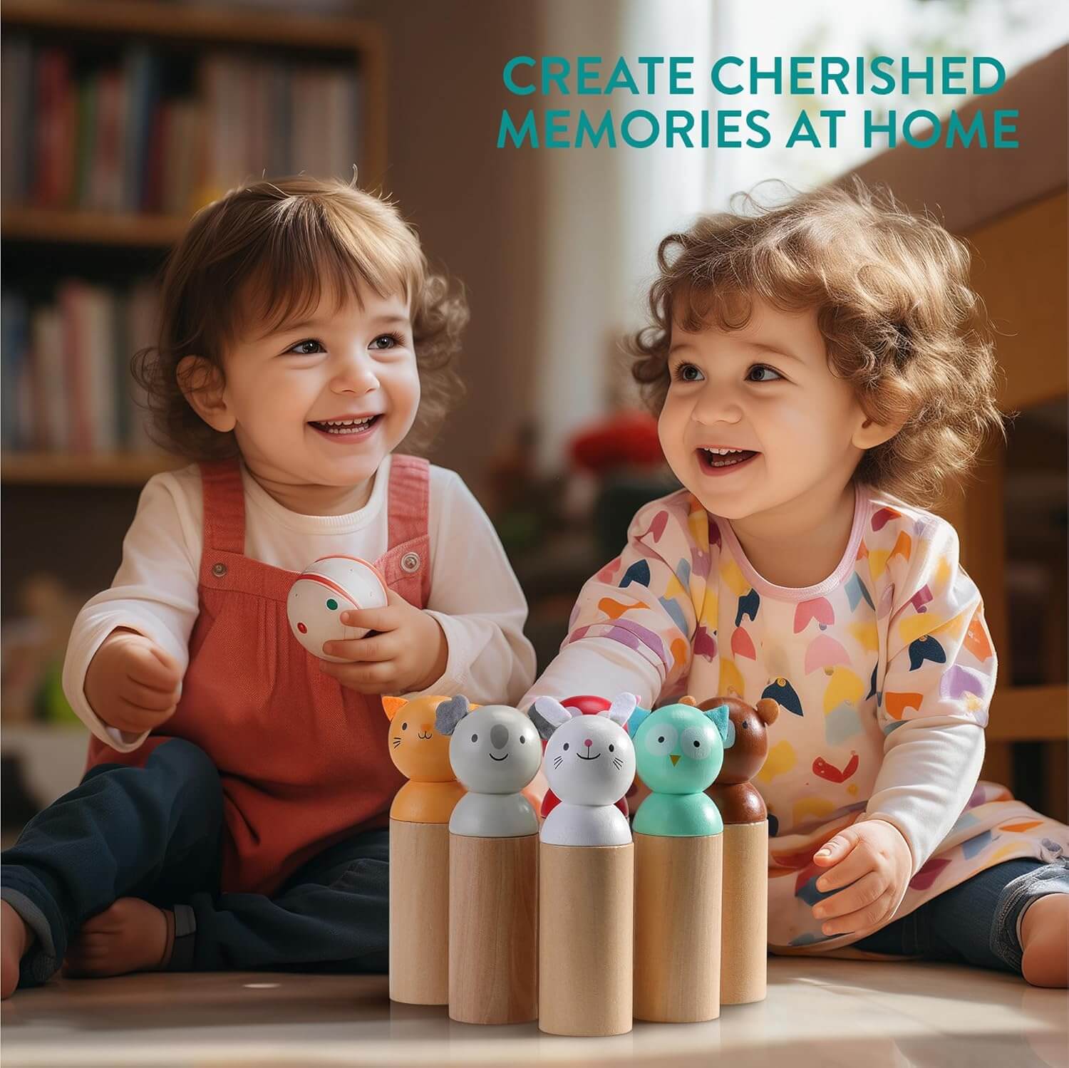 Navaris Ξύλινο Παιχνίδι Μπόουλινγκ για Παιδιά - Brown / Multicolor