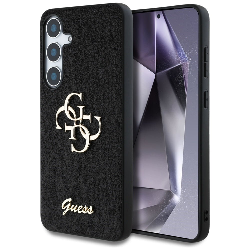 Guess Samsung Galaxy S25 - Fixed Glitter Big 4G - Σκληρή Θήκη με Πλαίσιο Σιλικόνης - Black - GUHCS25SHG4SGK