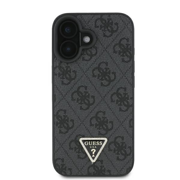 Guess iPhone 16 - Leather Metal Logo Strass Crossbody - Θήκη με Επένδυση Συνθετικού Δέρματος και Λουράκι - Black - GUHCP16SP4TDSCPK