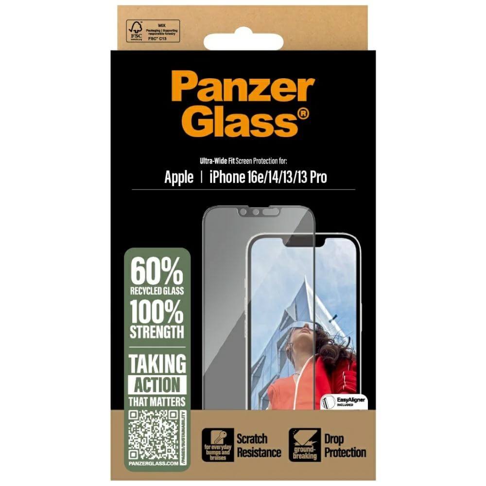 PanzerGlass iPhone 13 / 13 Pro / 14 / 16e - Ultra - Wide Fit Αντιχαρακτικό Γυαλί Οθόνης με Κιτ Τοποθέτησης - Black