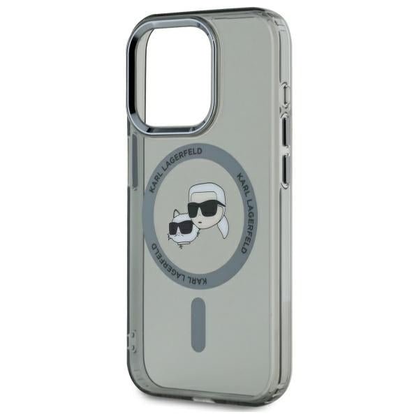 Karl Lagerfeld iPhone 15 Pro Max - IML Metal Karl and Choupette Head - Σκληρή Θήκη με Πλαίσιο Σιλικόνης και MagSafe - Black - KLHMP15XHLSKCK