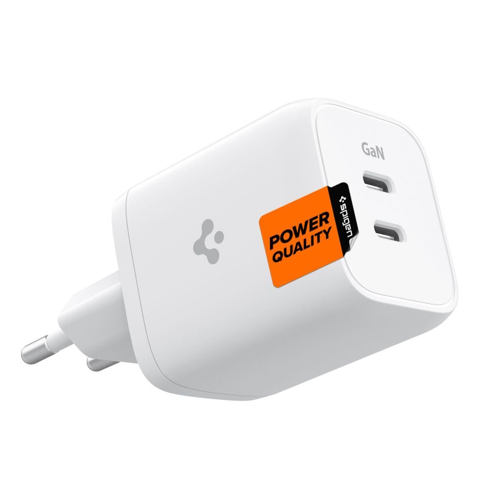Spigen PE2106EU PowerArc PD 65W Οικιακός Φορτιστής Γρήγορης Φόρτισης με 2 Θύρες Type - C - White