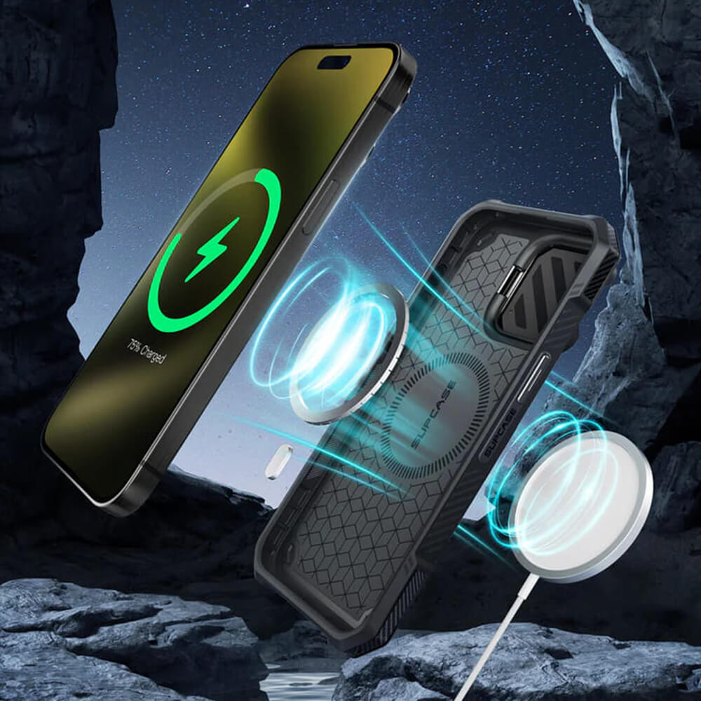 Supcase iPhone 15 Pro Max - Unicorn Beetle XT MagSafe - Σκληρή Θήκη με Προστασία Κάμερας / Stand - Yellow Circuit