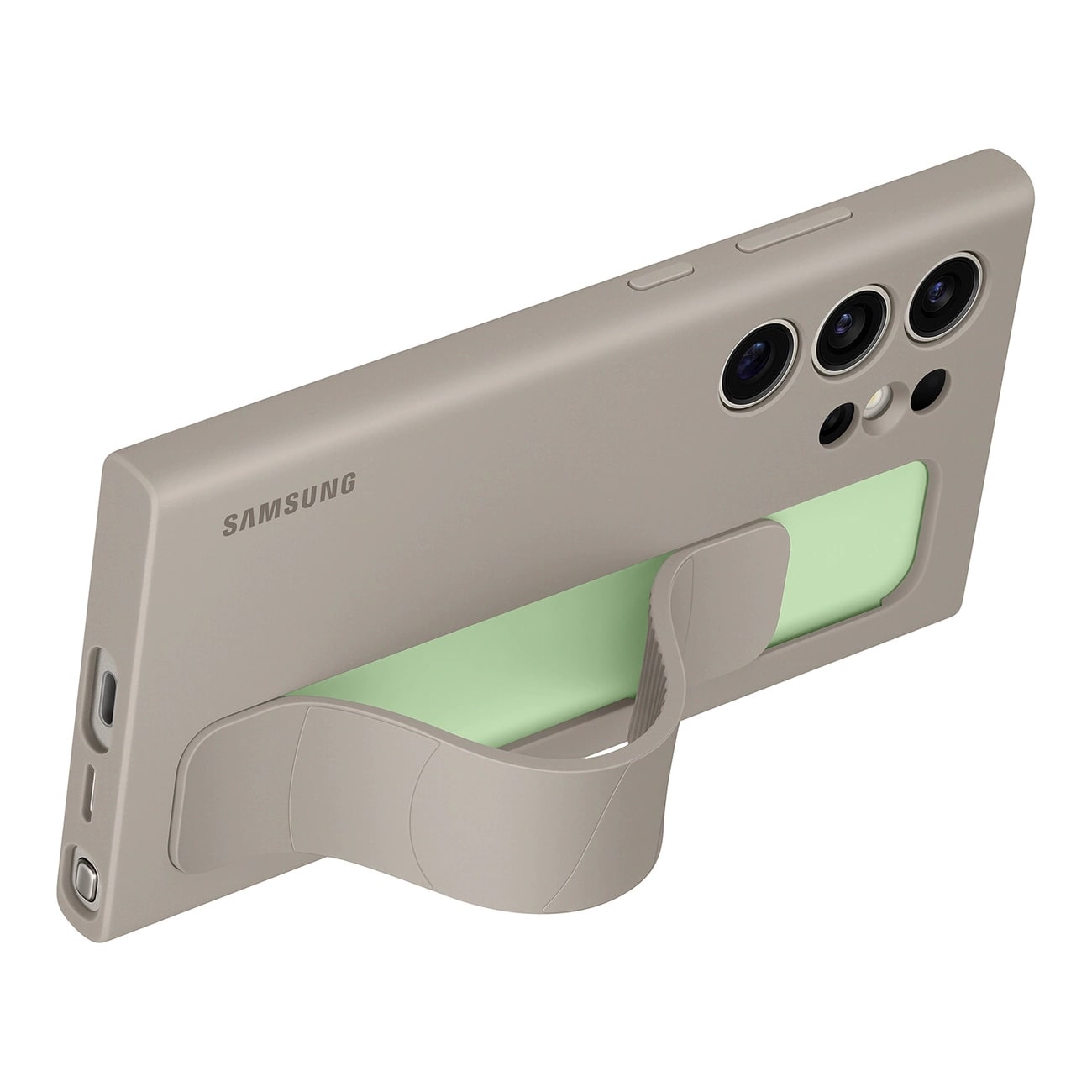 Samsung Standing Grip - Samsung Galaxy S24 Ultra Θήκη Σιλικόνης με Finger Holder / Stand - Taupe - EF - GS928CUEGWW