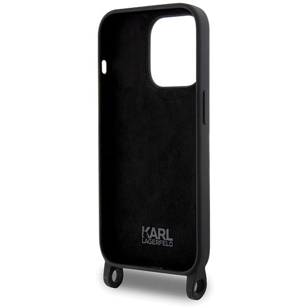 Karl Lagerfeld iPhone 15 Pro Crossbody Silicone Choupette Σκληρή Θήκη με Πλαίσιο Σιλικόνης και Λουράκι - Black - KLHCP15LSCBSCNK