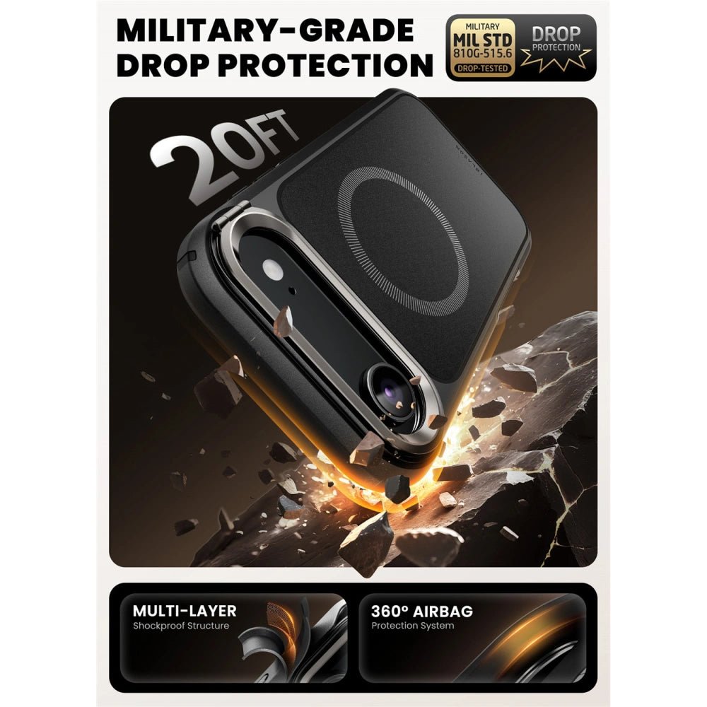 Supcase iPhone Air - IBLSN Ares Flip Mag - MagSafe Σκληρή Θήκη με Πλαίσιο Σιλικόνης και Προστασία Οθόνης και Stand - Black
