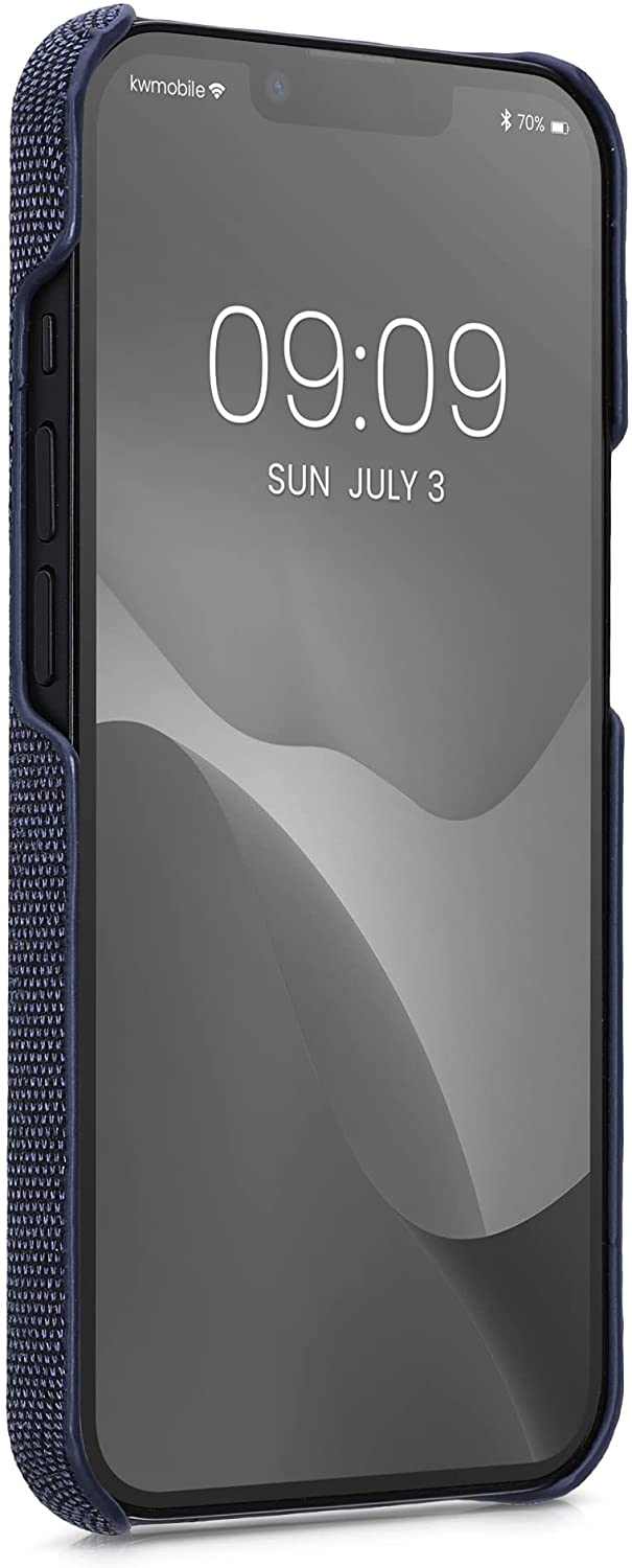 KW iPhone 13 Σκληρή Θήκη με Υφασμάτινη Επένδυση - Dark Blue - 57452.17