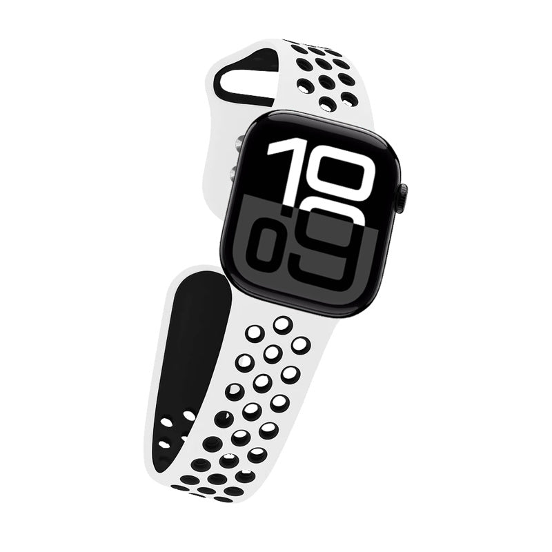 Crong Λουράκι Apple Watch 2/3/4/5/6/7/8/9/10/11 - SE (1/2/3) - 38/40/41/42mm Duo Sport - White / Black