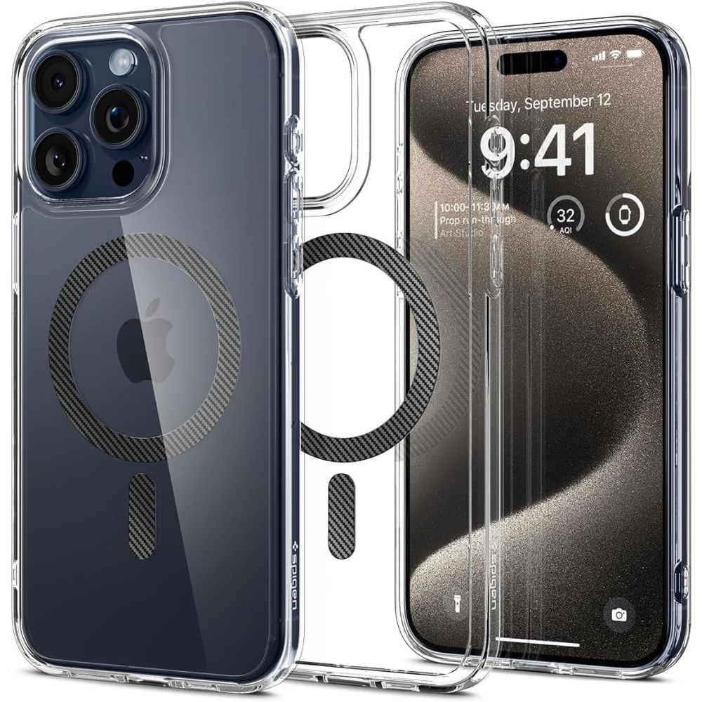 Spigen iPhone 15 Pro Max Ultra Hybrid Mag Σκληρή Θήκη με Πλαίσιο Σιλικόνης Και MagSafe - Carbon Fiber
