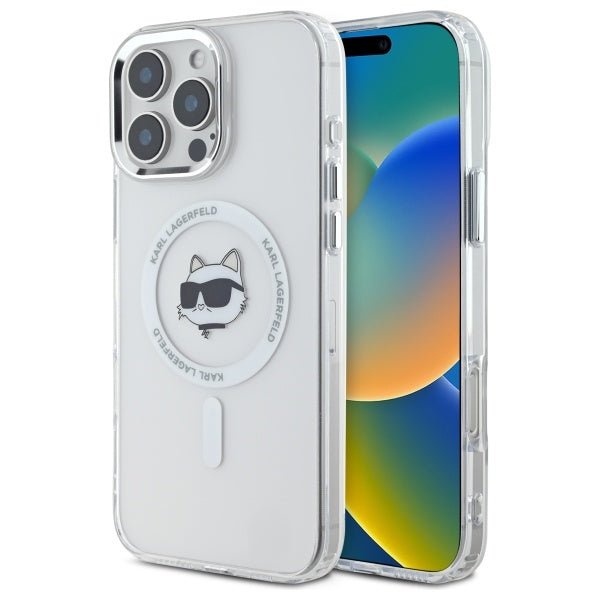 Karl Lagerfeld iPhone 16 Pro Max - IML Metal Choupette Head - MagSafe Σκληρή Θήκη με Πλαίσιο Σιλικόνης - White - KLHMP16SHLSCHH