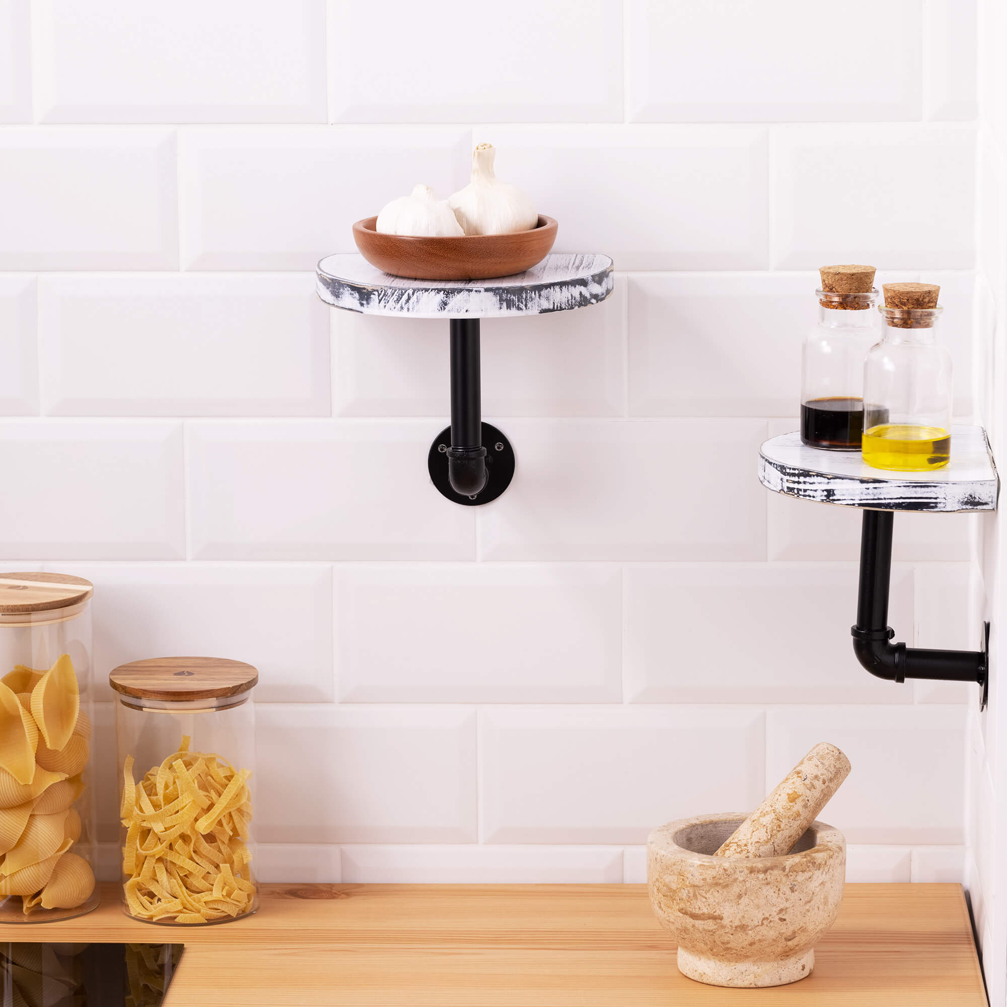 Navaris Σετ με 3 Ράφια με Βάση - 20 x 15 x 17 cm - White / Black - 53785.02