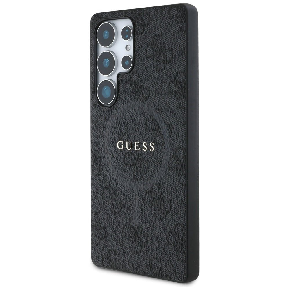 Guess Samsung Galaxy S25 Ultra - Leather 4G Colored Ring Classic Logo - MagSafe Θήκη με Επένδυση Συνθετικού Δέρματος - Black - GUHMS25LG4GFRK