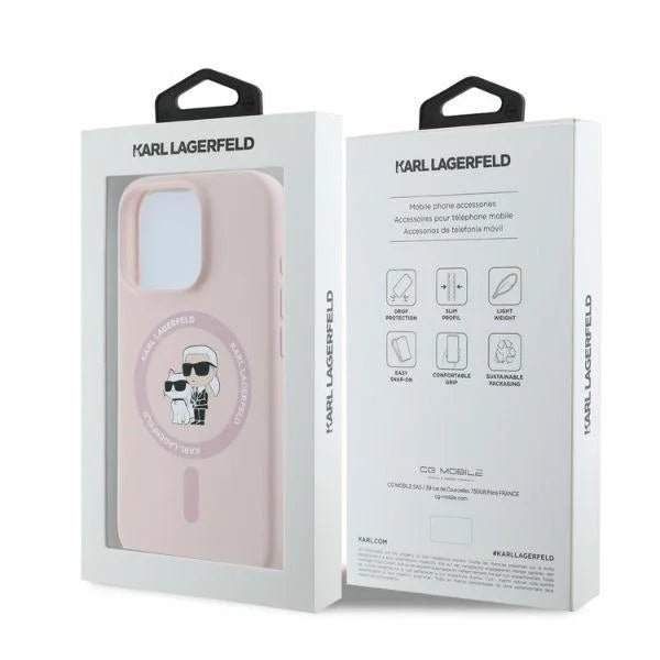 Karl Lagerfeld iPhone 16 Plus - Silicone KC Heads Ring MagSafe - Θήκη Σιλικόνης με MagSafe - Pink - KLHMP16MSCMKCRHP