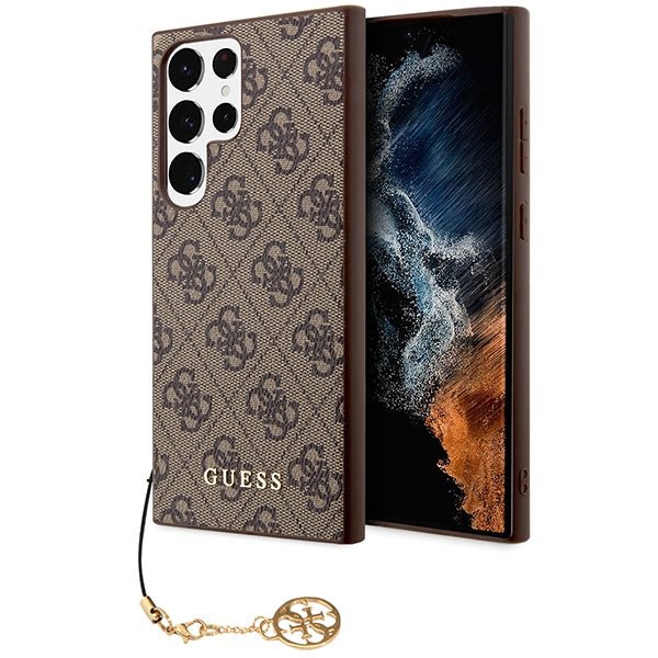 Guess Samsung Galaxy S23 Ultra - 4G Charms Collection Θήκη με Επένδυση Συνθετικού Δέρματος - Brown - GUHCS23LGF4GBR