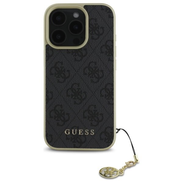 Guess iPhone 16 Pro Max - 4G Charms Collection - Θήκη με Επένδυση Συνθετικού Δέρματος - Black - GUHCP16XGF4GGR