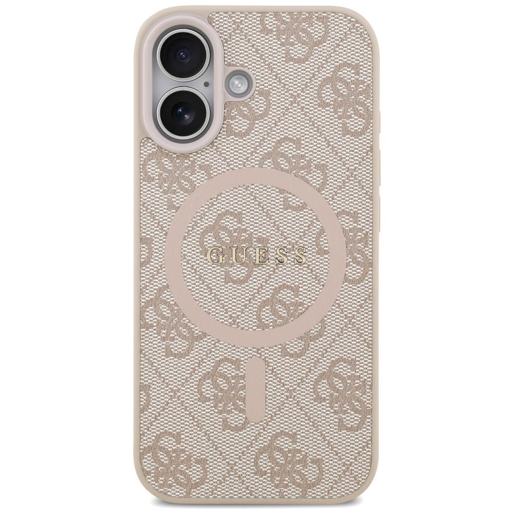 Guess iPhone 17 - 4G Ring Classic Logo MagSafe - Σκληρή Θήκη με Πλαίσιο Σιλικόνης και Επένδυση Συνθετικού Δέρματος - Pink - GUHMP17SG4GFRP