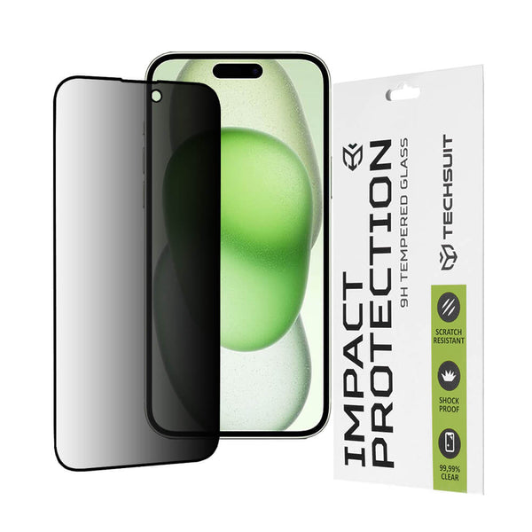 Techsuit iPhone 15 Plus / 16 Plus 9H 111D Privacy 0.33mm Full Screen Full Glue Tempered Glass Αντιχαρακτικό Γυαλί Οθόνης - Black