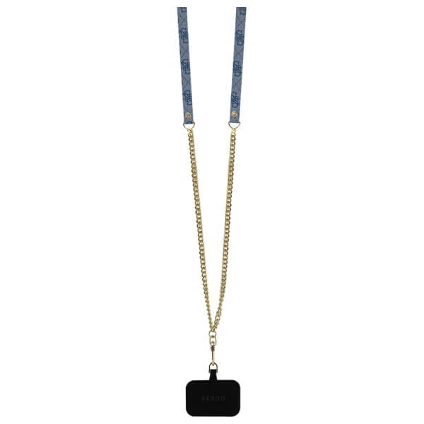 Guess iPhone 16 - Leather Metal Logo Strass Crossbody - Θήκη με Επένδυση Συνθετικού Δέρματος και Λουράκι - Blue - GUHCP16SP4TDSCPB