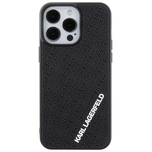 Karl Lagerfeld iPhone 15 Pro Max - 3D Rubber Multi Logo Σκληρή Θήκη με Πλαίσιο Σιλικόνης - Black - KLHCP15X3DMKRLK