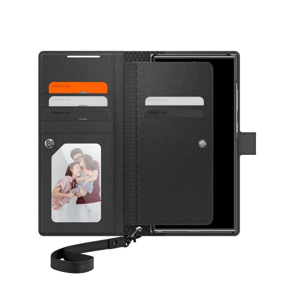 Spigen Samsung Galaxy S24 Ultra Wallet S Plus Θήκη Πορτοφόλι από Δερματίνη - Black