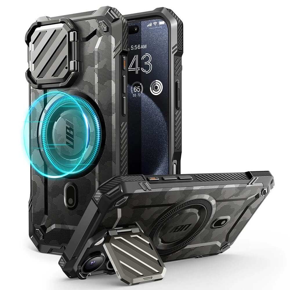 Supcase iPhone 16 Pro Max - Unicorn Beetle XT MagSafe - Σκληρή Θήκη με Προστασία Κάμερας / Stand - Camo Gray