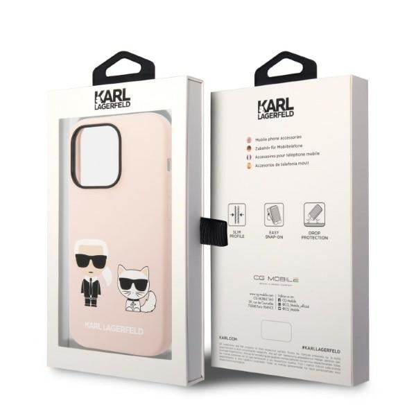 Karl Lagerfeld iPhone 14 Pro Max Liquid Silicone Karl and Choupette Θήκη Σιλικόνης με MagSafe - Light Pink - KLHMP14XSSKCI