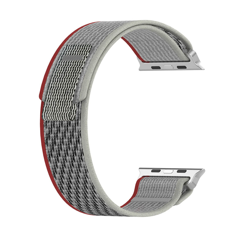 Techsuit Λουράκι Apple Watch 2/3/4/5/6/7/8/9/10/11 - SE (1/2/3) - 38/40/41/42mm Watchband W039 Nylon - Red / Gray