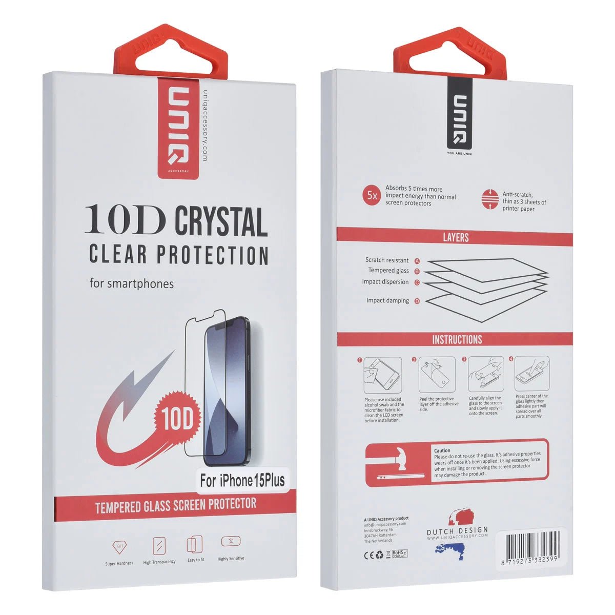 Tuniq iPhone 15 Plus - Προστασία Οθόνης - Full Screen 10D Αντιχαρακτικό Γυαλί Tempered Glass - Διάφανο / Μαύρο