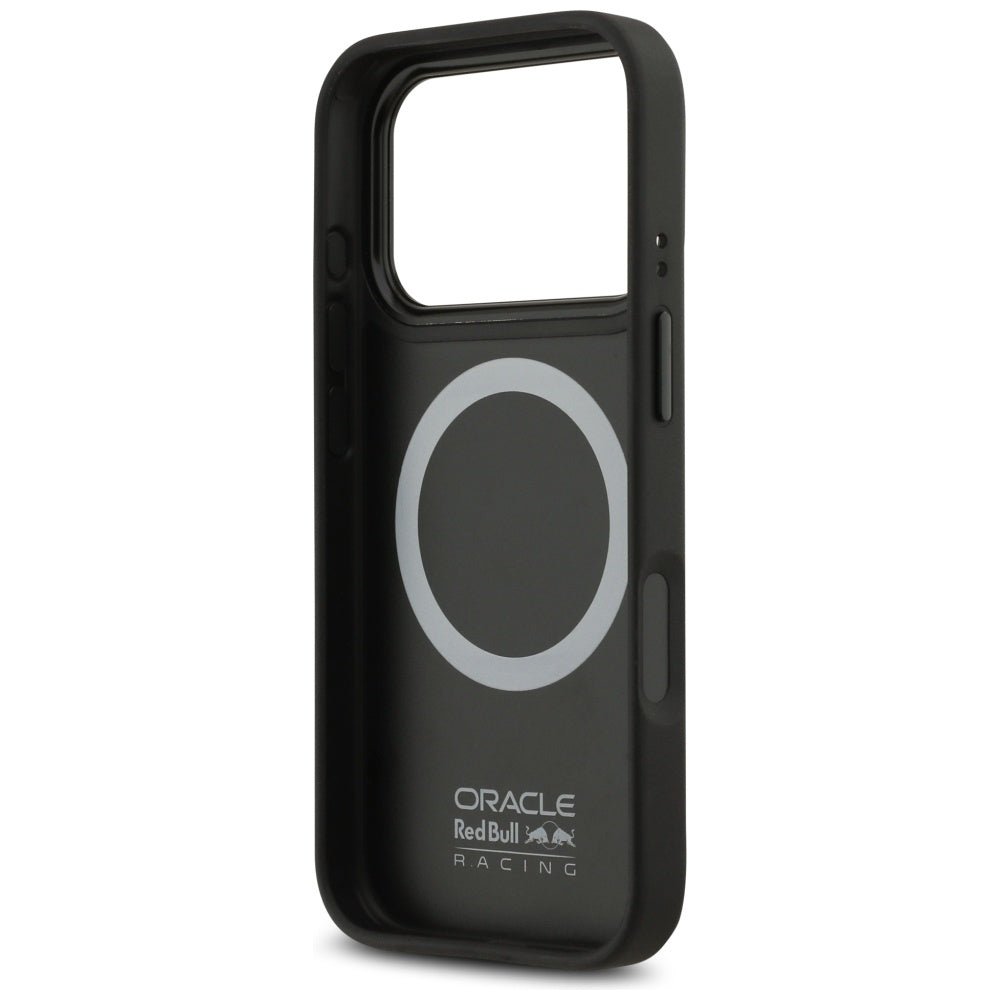 Red Bull iPhone 17 Pro - Meshed Red Ring and Metal Buttons MagSafe - Σκληρή Θήκη με Επένδυση Οικολογικού Δέρματος - Navy - RBHMP17L24PUILVR