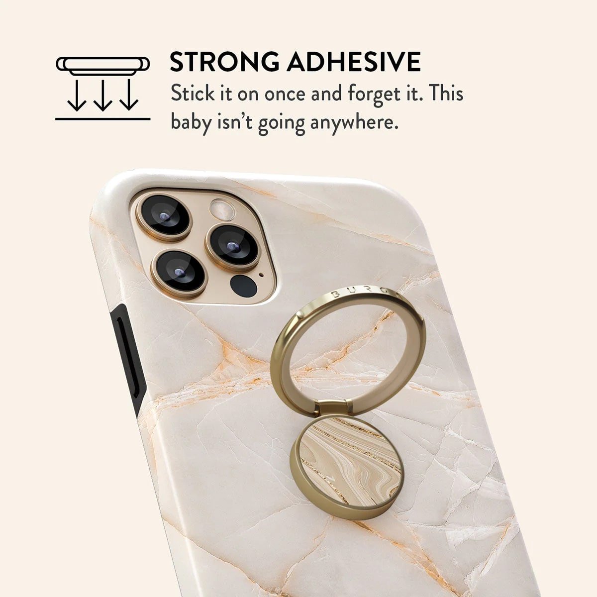 Burga Ring Holder - Δαχτυλίδι Συγκράτησης Κινητού - Βάση Στήριξης - Gold - Full Glam
