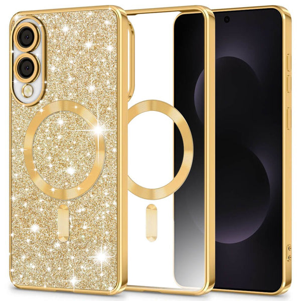 Techsuit Samsung Galaxy S25 Edge - Luxury Glitter MagSafe - Θήκη Σιλικόνης - Gold