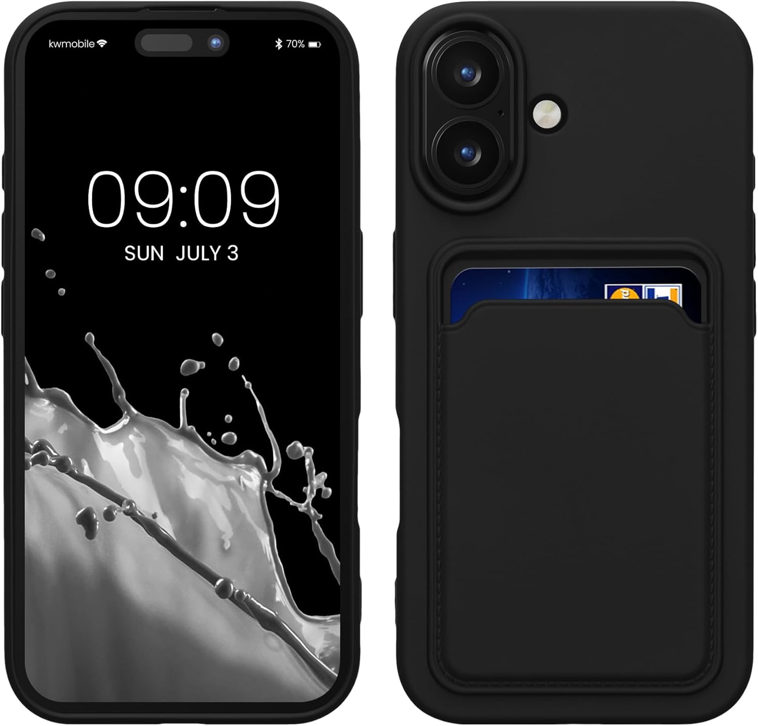 KW iPhone 16 Pro Θήκη Σιλικόνης TPU με Υποδοχή για Κάρτα - Black