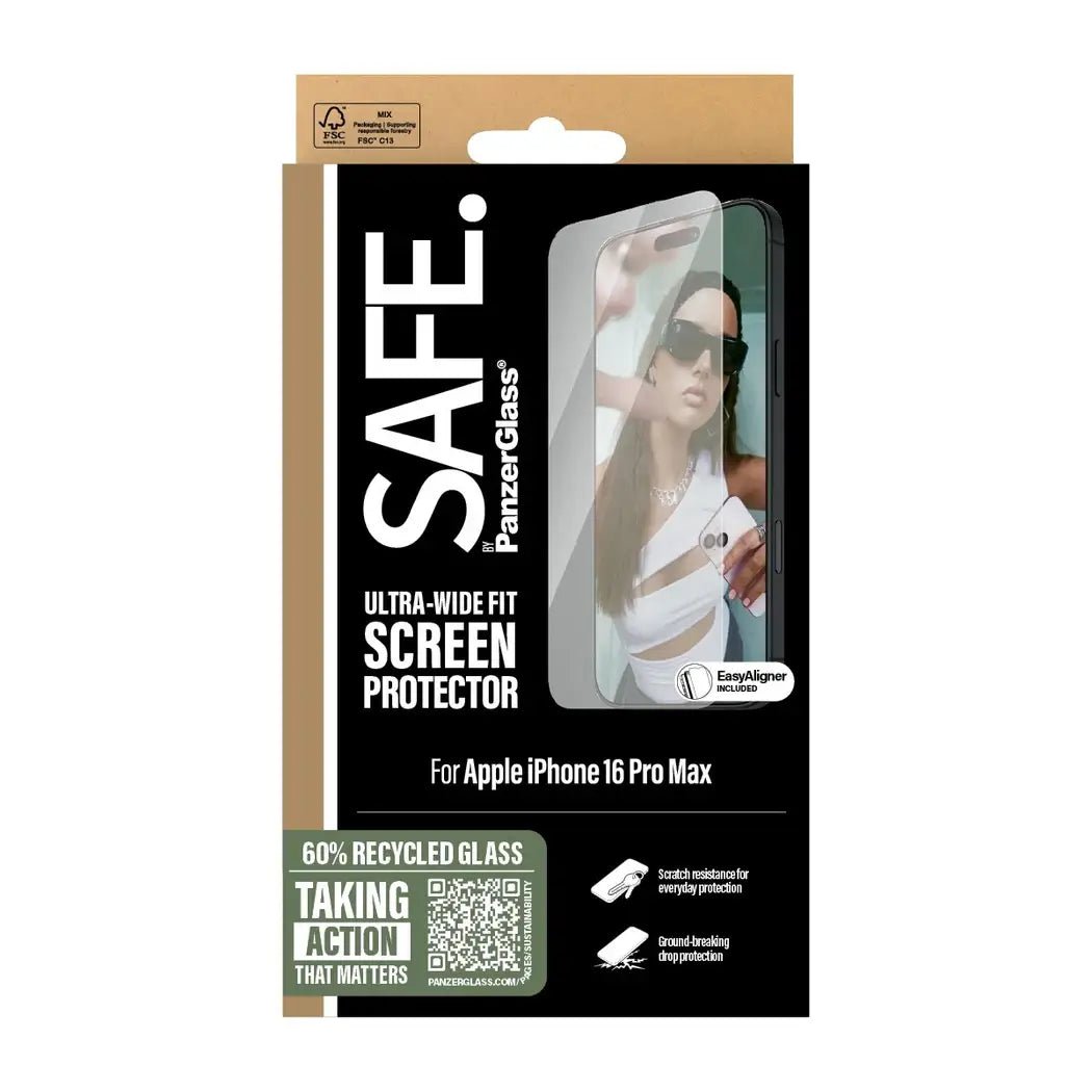 Safe by PanzerGlass iPhone 16 Pro Max Ultra - Wide Fit Case Friendly Full Screen Αντιχαρακτικό Γυαλί Οθόνης - Διάφανο - SAFE95878