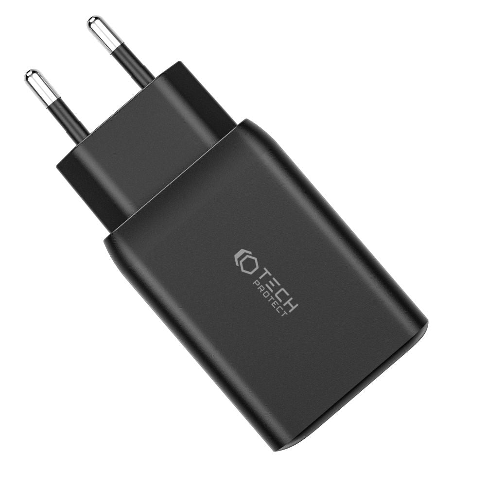 Tech - Protect C65W QC3.0 Οικιακός Φορτιστής Γρήγορης Φόρτισης με 2 Θύρες Type C και 1 Θύρα USB - Black