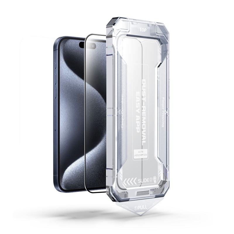 Mobile Origin iPhone 16 Yellow Screen Guard 9H Full Screen Αντιχαρακτικό Γυαλί Οθόνης με Πλαίσιο Τοποθέτησης - Black