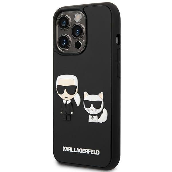 Karl Lagerfeld iPhone 14 Pro - 3D Silicone TPU Karl and Choupette Θήκη Σιλικόνης με Επένδυση από Μικροϊνες - Black - KLHCP14L3DRKCK