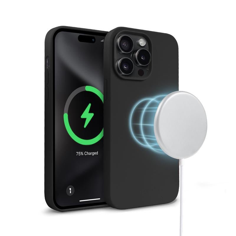 Crong iPhone 15 Pro Max Color Cover Magnetic - Θήκη Σιλικόνης με MagSafe - Black