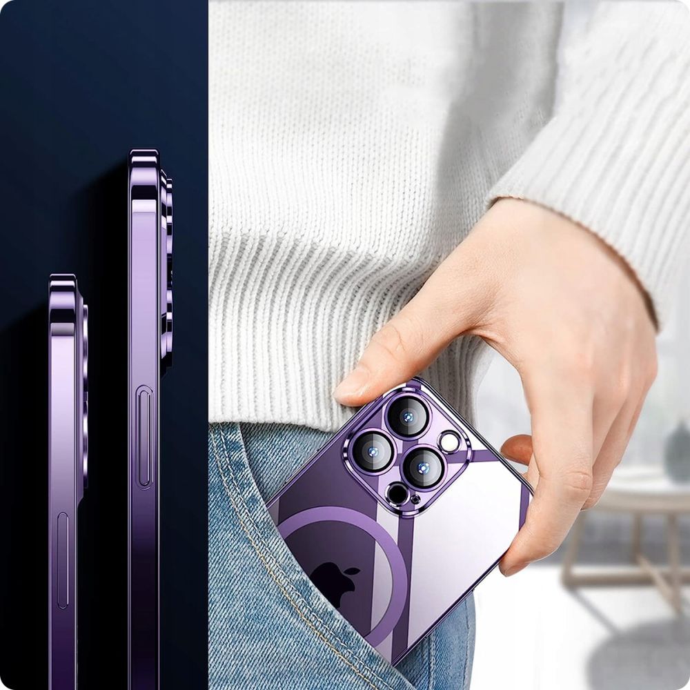 Tech - Protect iPhone 14 Pro Magshine Θήκη Σιλικόνης TPU με Magsafe - Διάφανη / Purple