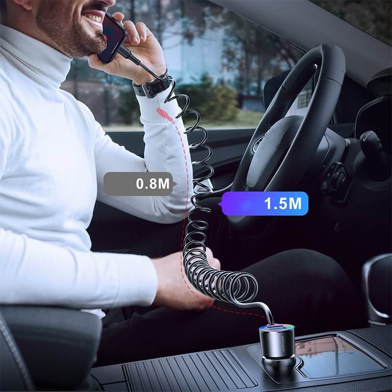 Joyroom JR - CL24 3in1 Fast Car Charger 17W Φορτιστής Αυτοκινήτου με 2 Θύρες USB και Καλώδιο Type - C 1.5m - Black