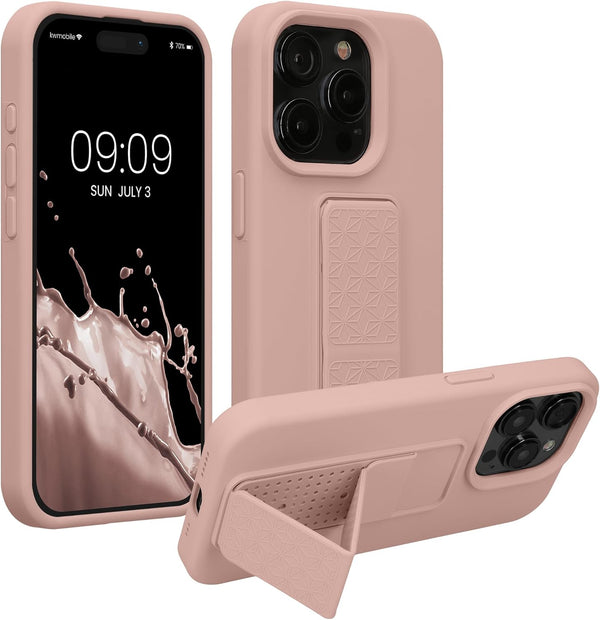 KW iPhone 15 Pro Θήκη Σιλικόνης TPU με Finger Holder - Dusky Pink