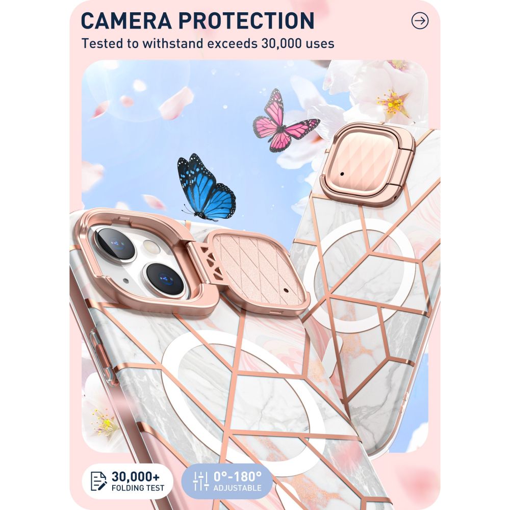 i - Blason iPhone 15 Cosmo Mag Σκληρή Θήκη με Προστασία Οθόνης / Κάμερας και Magsafe - Marble