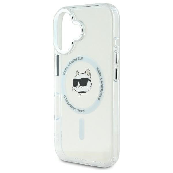 Karl Lagerfeld iPhone 16 Plus - IML Metal Choupette Head Σκληρή Θήκη με Πλαίσιο Σιλικόνης και MagSafe - White - KLHMP16MHLSCHH