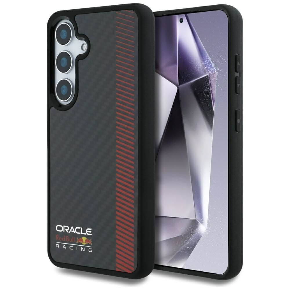 Red Bull Samsung Galaxy S25 Plus - Real Carbon Fiber Powerbar - MagSafe Σκληρή Θήκη με Πλαίσιο Σιλικόνης - Black - RBHMS25M24CFGSMK