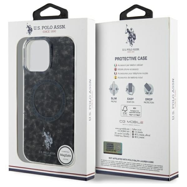 US Polo iPhone 16 Pro Max - IML Ring - MagSafe Σκληρή Θήκη με Πλαίσιο Σιλικόνης - Black - USHMP16XHOCLDPK