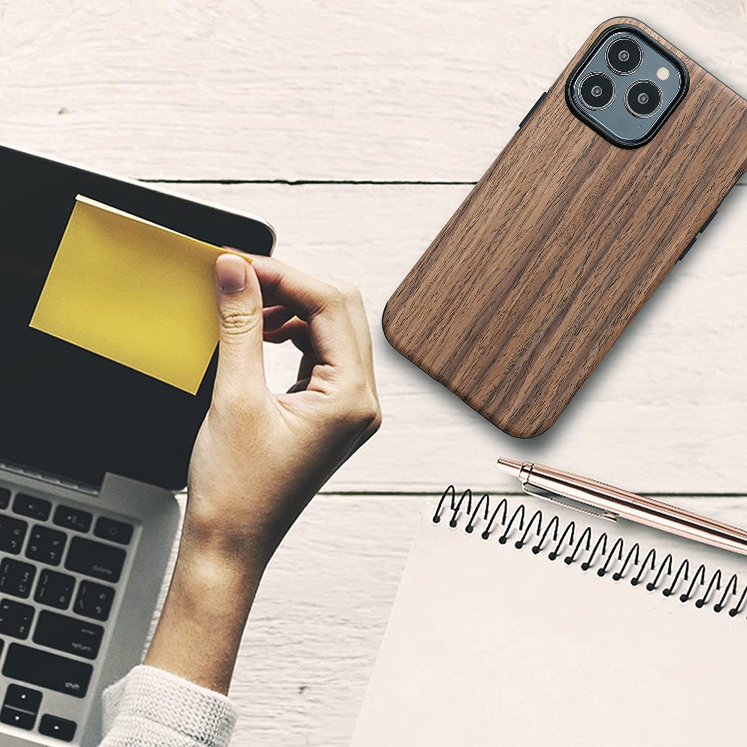 KW iPhone 13 Pro Max Θήκη Σιλικόνης TPU Design Two - Tone Wood - Woodgrain Brown - 58304.01