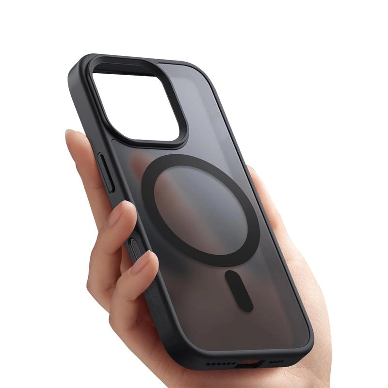 Crong iPhone 16 Hybrid Frost Mag - Σκληρή Θήκη με Πλαίσιο Σιλικόνης και MagSafe - Black