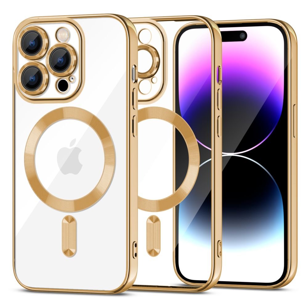 Tech - Protect iPhone 15 Pro Magshine Θήκη Σιλικόνης TPU με Magsafe - Διάφανη / Gold