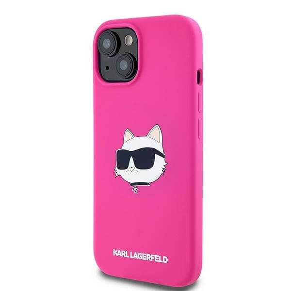 Karl Lagerfeld iPhone 14 Plus / 15 Plus - Silicone Choupette Head Print - MagSafe Θήκη Σιλικόνης - Fuschia - KLHMP15MSCHPPLF