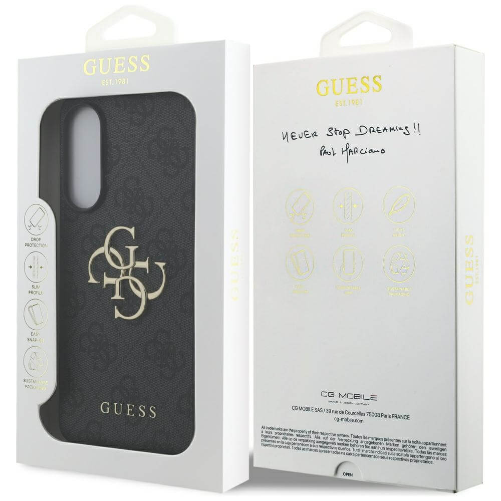 Guess Samsung Galaxy S25 Edge - Big 4G Logo Classic Logo - Σκληρή Θήκη με Επένδυση από Οικολογικό Δέρμα - Black - GUHCS25E4GMGGR
