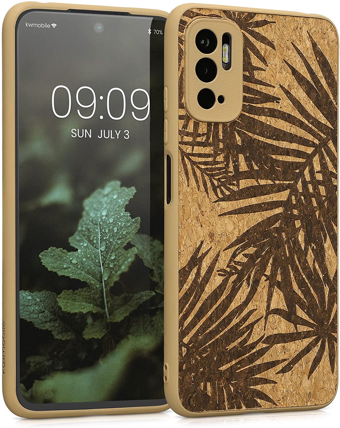 KW Xiaomi Redmi Note 10 5G / Poco M3 Pro 5G Σκληρή Θήκη από Φελλό με Πλαίσιο Σιλικόνης - Design Jungle - Dark Brown / Light Brown - 57928.01